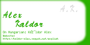 alex kaldor business card